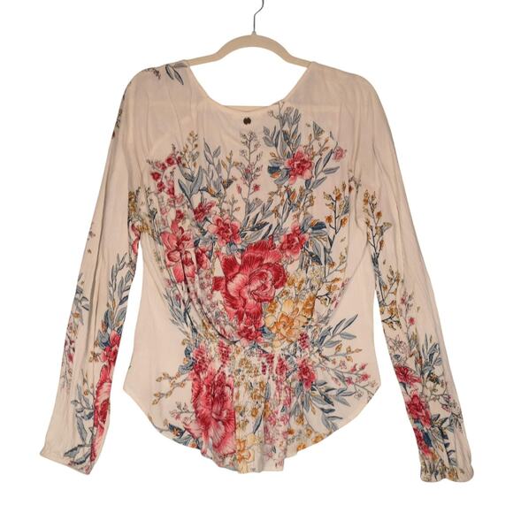 Billabong Blouse Womens Small Floral Long Sleeve Beachy Boho Peasant Gauzy - Picture 8 of 13